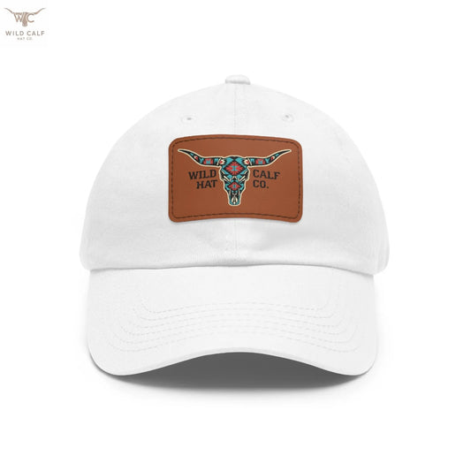 Wild Calf Hat Co. Long Horn Skull Leather Patch Dad Hat - Wild Calf Hat Company