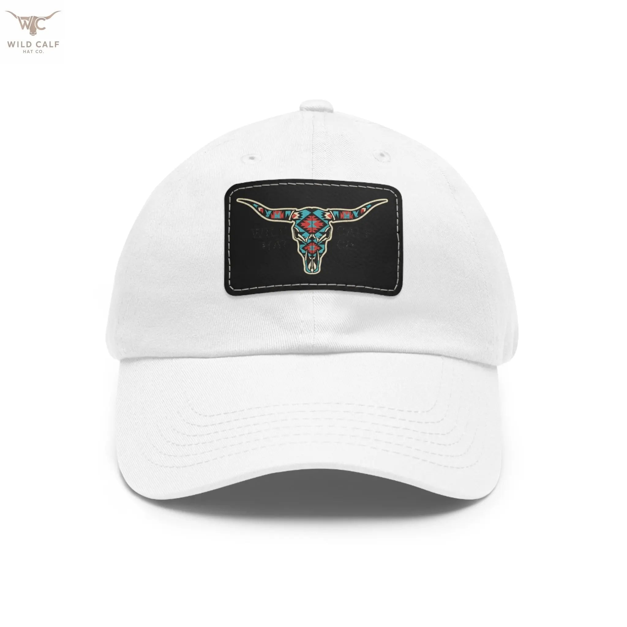 Wild Calf Hat Co. Long Horn Skull Leather Patch Dad Hat - Wild Calf Hat Company