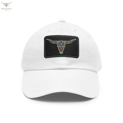 Wild Calf Hat Co. Long Horn Skull Leather Patch Dad Hat - Wild Calf Hat Company