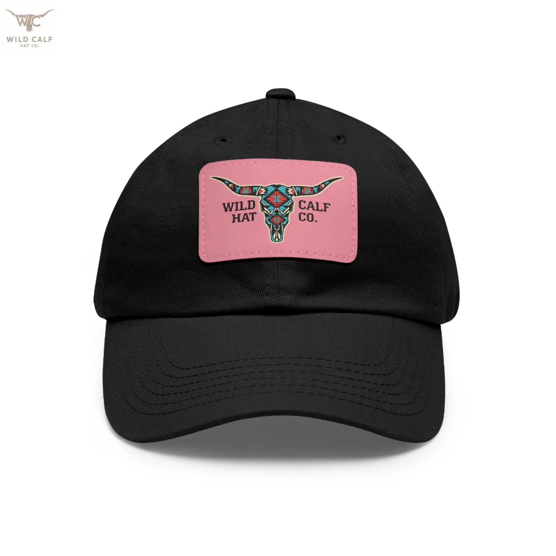 Wild Calf Hat Co. Long Horn Skull Leather Patch Dad Hat - Wild Calf Hat Company