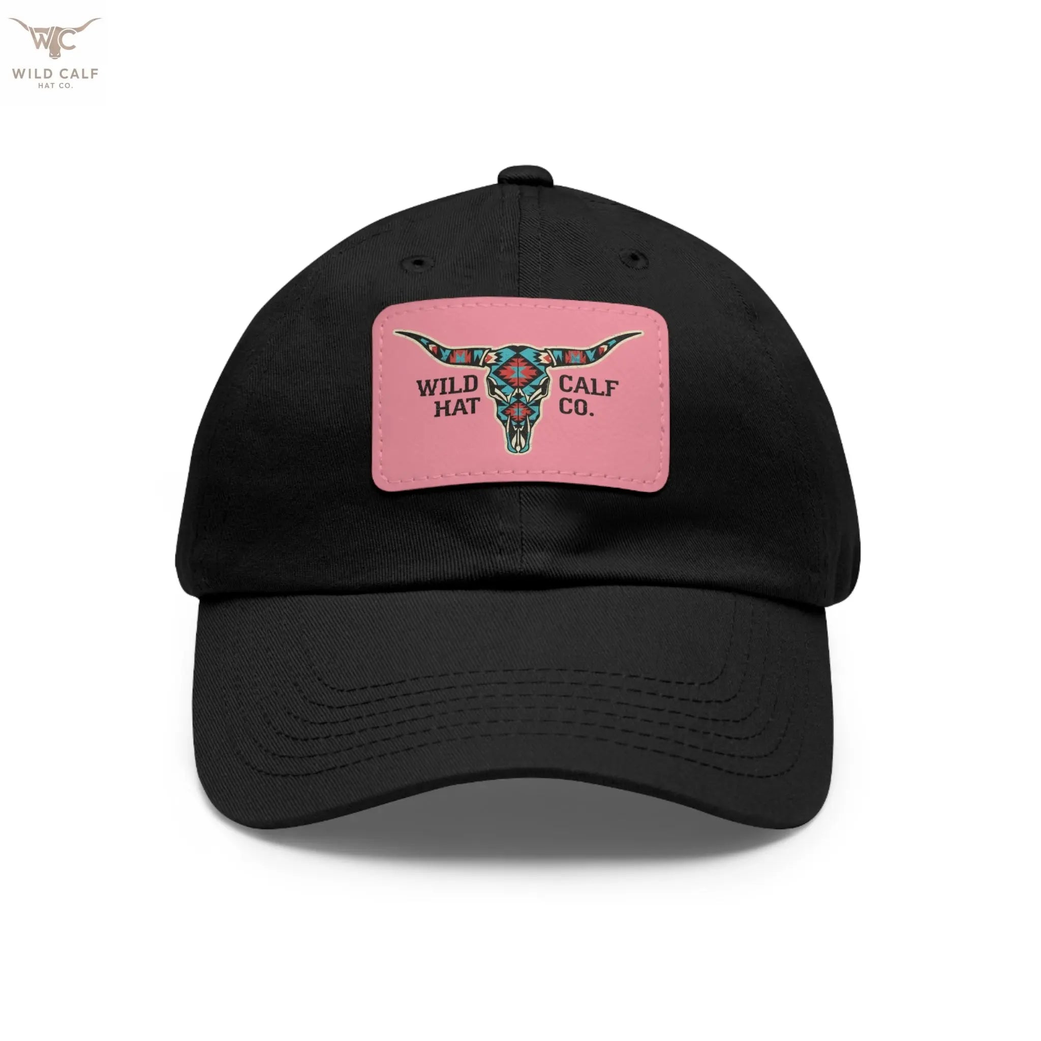 Wild Calf Hat Co. Long Horn Skull Leather Patch Dad Hat - Wild Calf Hat Company