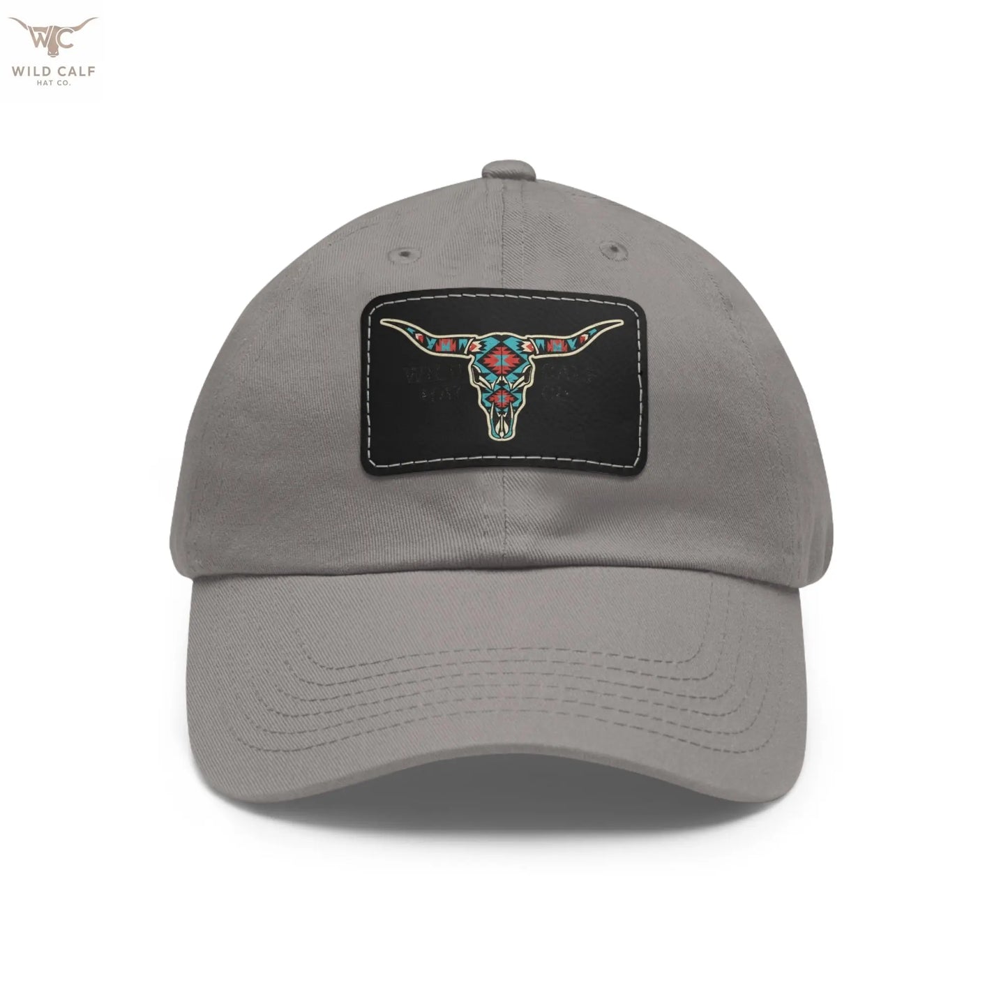 Wild Calf Hat Co. Long Horn Skull Leather Patch Dad Hat - Wild Calf Hat Company