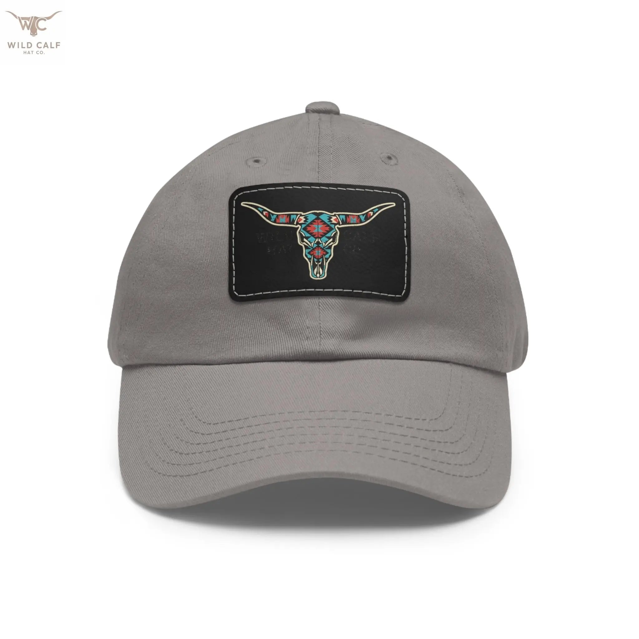 Wild Calf Hat Co. Long Horn Skull Leather Patch Dad Hat - Wild Calf Hat Company