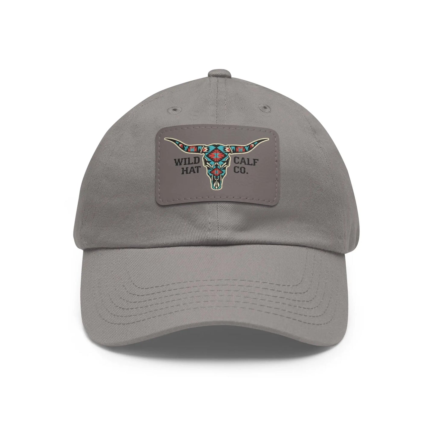 Wild Calf Hat Co. Long Horn Skull Leather Patch Dad Hat - Wild Calf Hat Company