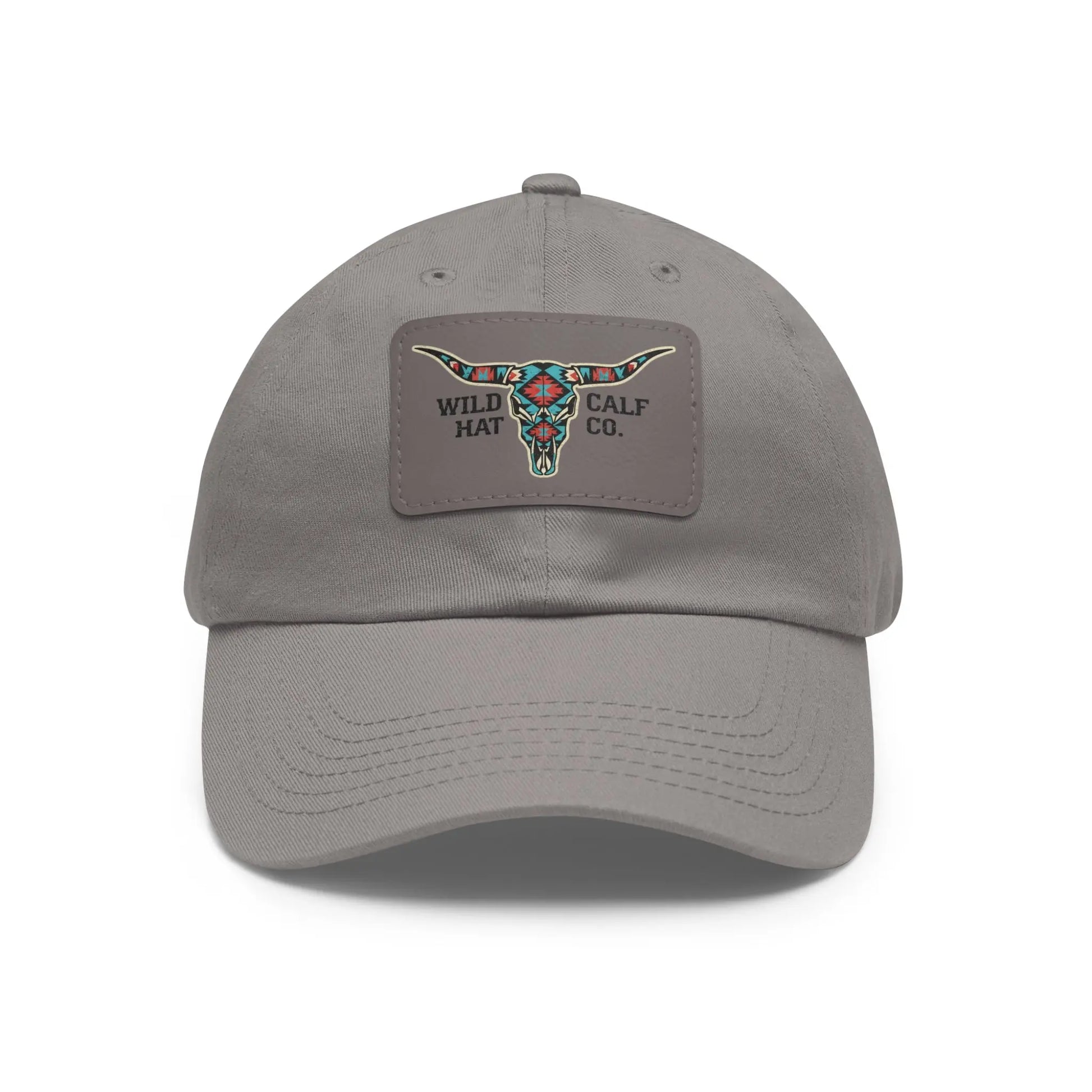 Wild Calf Hat Co. Long Horn Skull Leather Patch Dad Hat - Wild Calf Hat Company