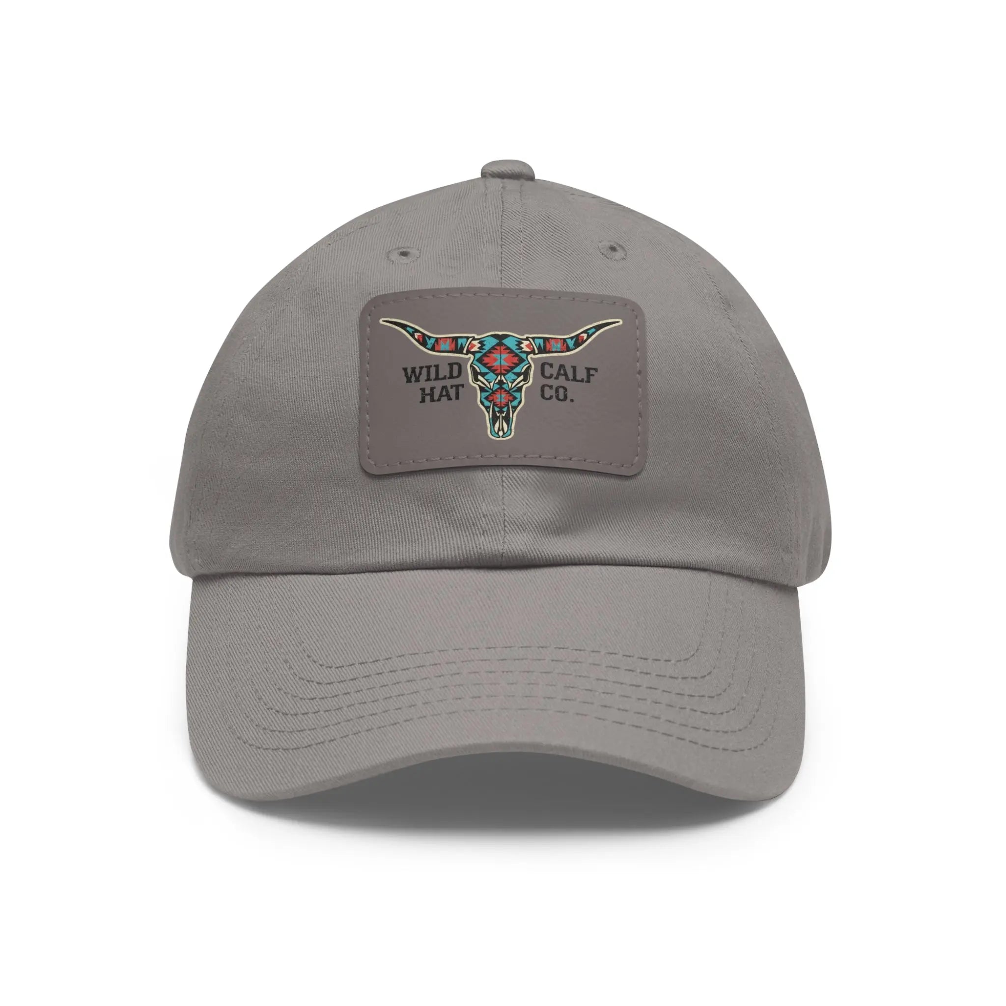 Wild Calf Hat Co. Long Horn Skull Leather Patch Dad Hat - Wild Calf Hat Company