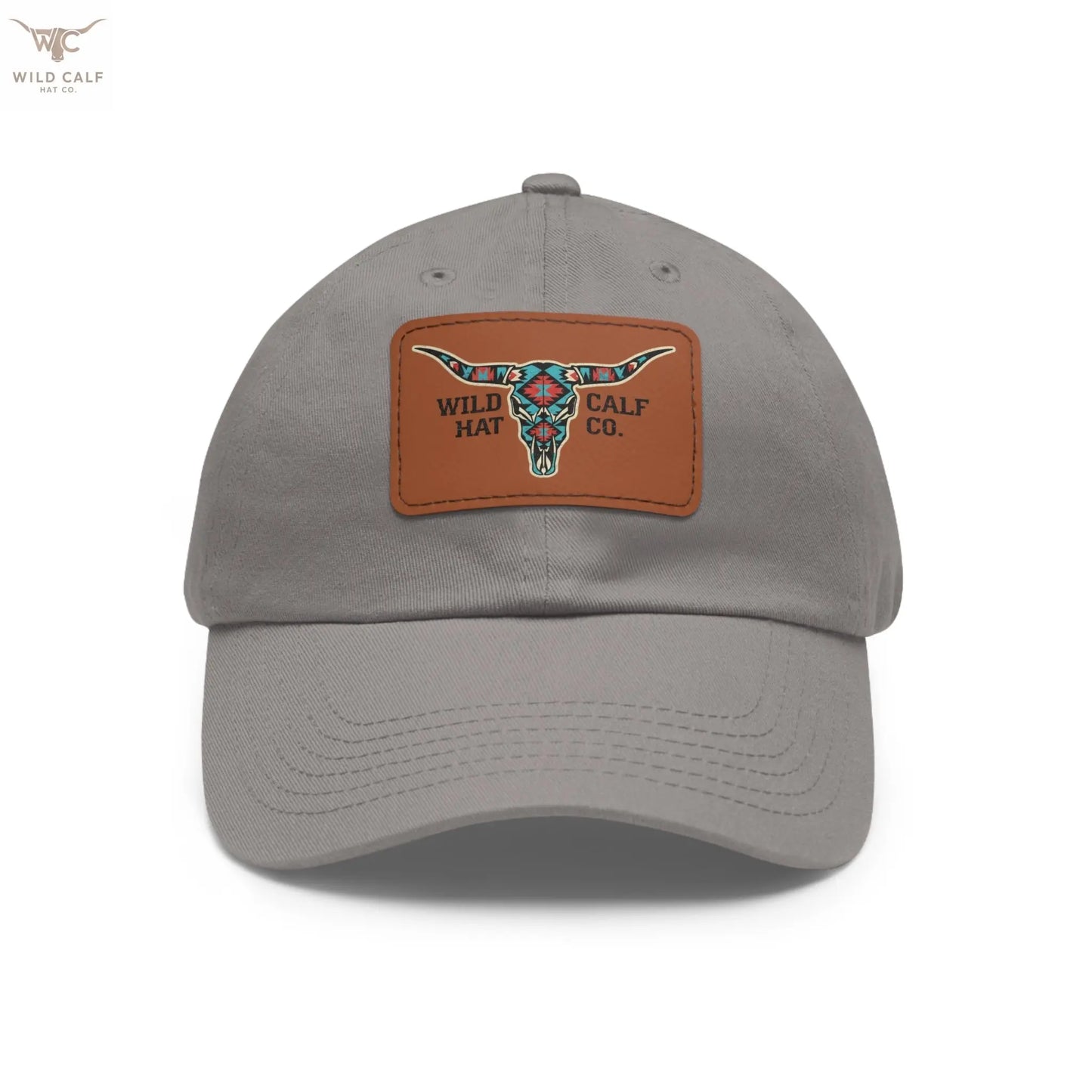 Wild Calf Hat Co. Long Horn Skull Leather Patch Dad Hat - Wild Calf Hat Company
