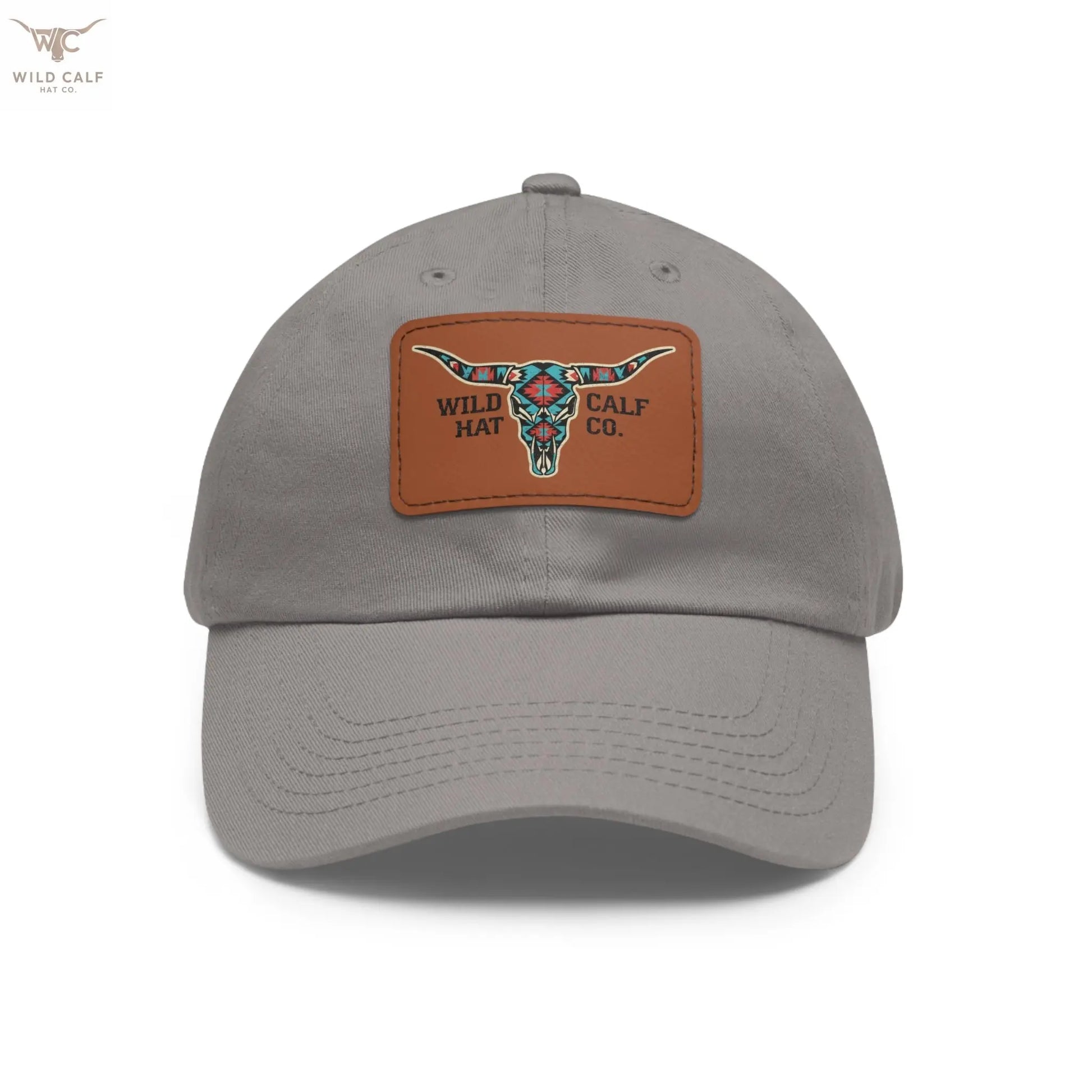 Wild Calf Hat Co. Long Horn Skull Leather Patch Dad Hat - Wild Calf Hat Company