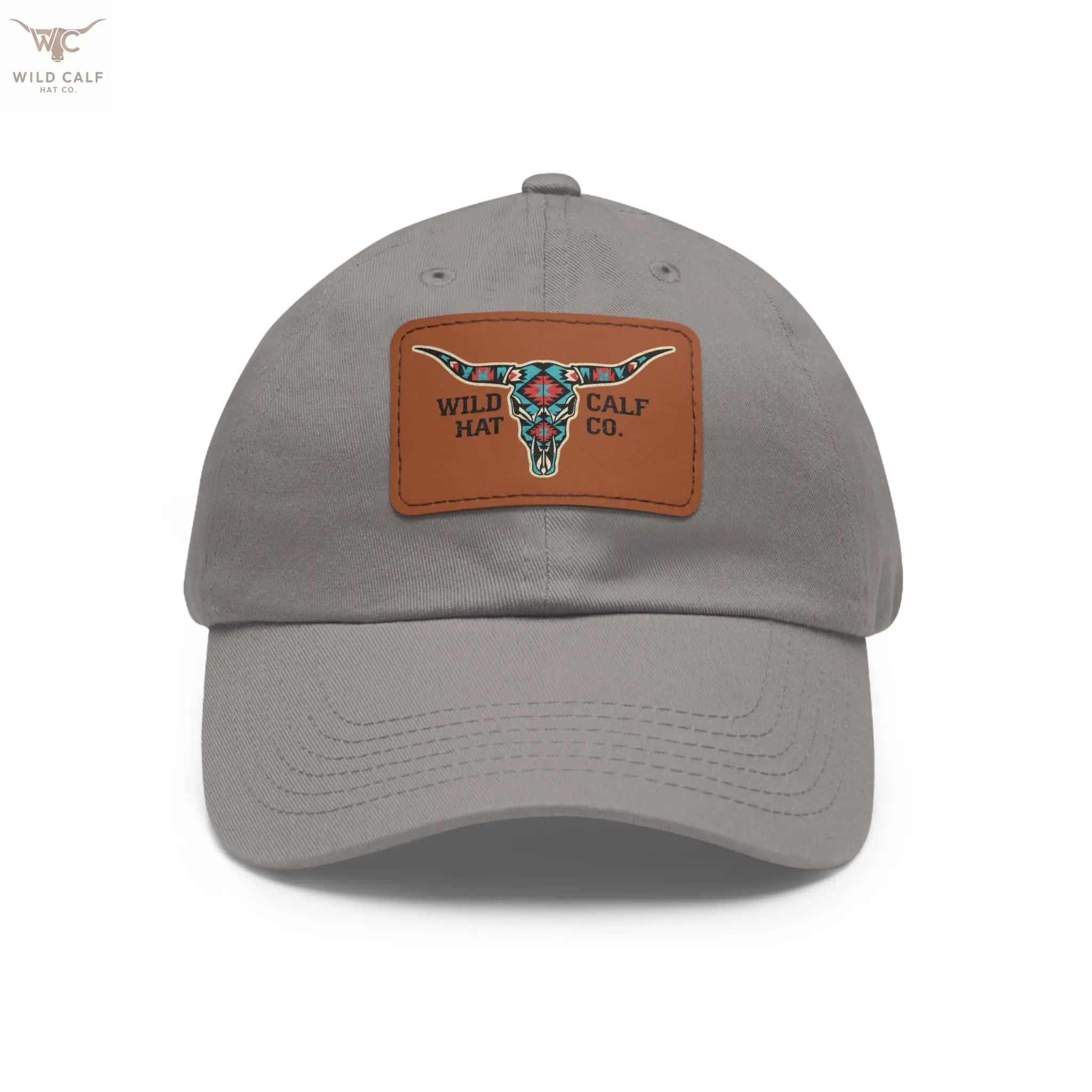 Wild Calf Hat Co. Long Horn Skull Leather Patch Dad Hat - Wild Calf Hat Company