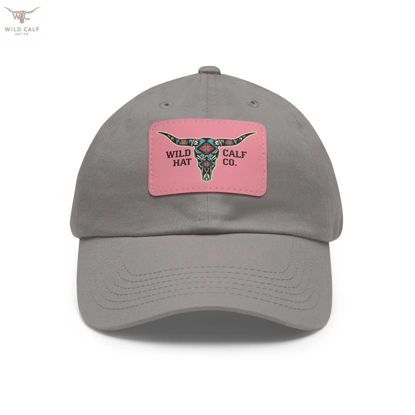 Wild Calf Hat Co. Long Horn Skull Leather Patch Dad Hat - Wild Calf Hat Company