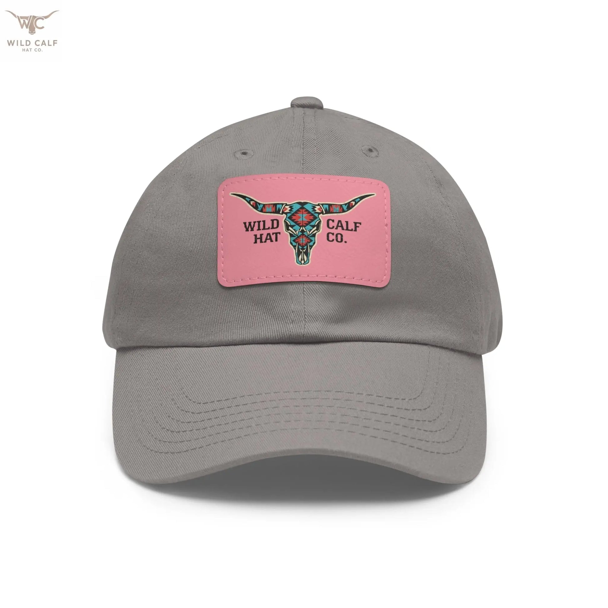 Wild Calf Hat Co. Long Horn Skull Leather Patch Dad Hat - Wild Calf Hat Company