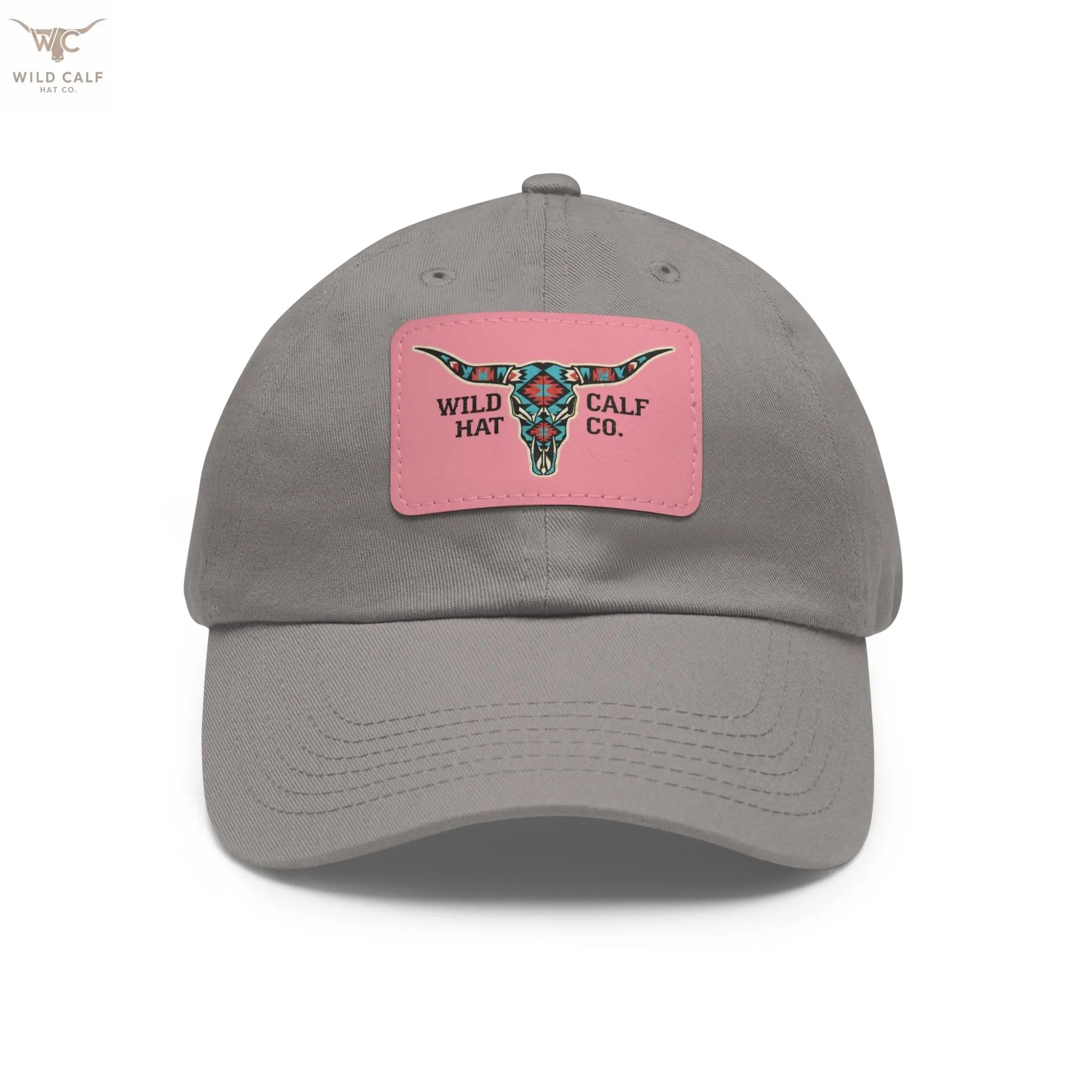 Wild Calf Hat Co. Long Horn Skull Leather Patch Dad Hat - Wild Calf Hat Company