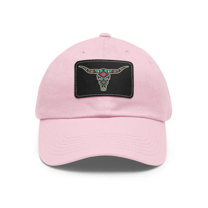 Wild Calf Hat Co. Long Horn Skull Leather Patch Dad Hat - Wild Calf Hat Company