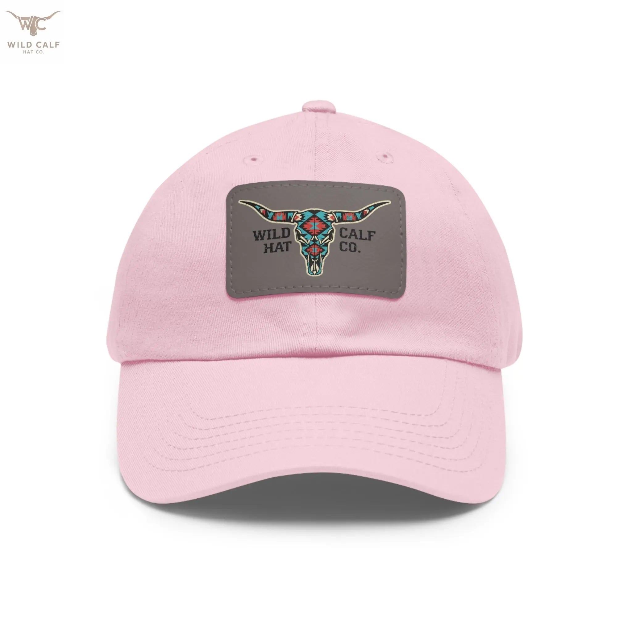 Wild Calf Hat Co. Long Horn Skull Leather Patch Dad Hat - Wild Calf Hat Company