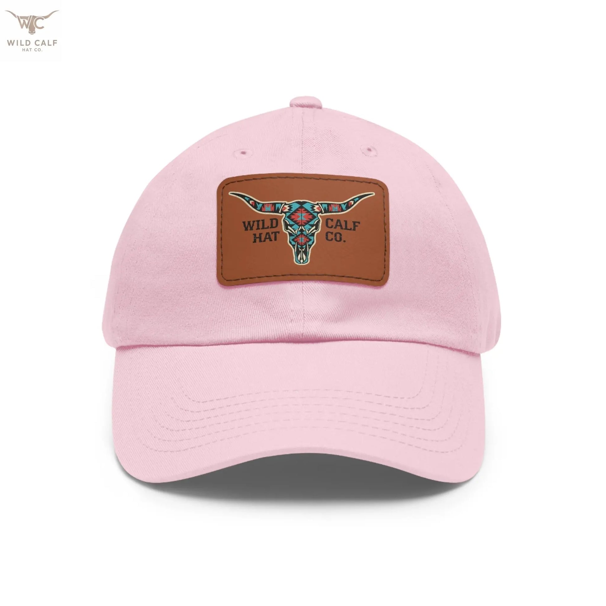 Wild Calf Hat Co. Long Horn Skull Leather Patch Dad Hat - Wild Calf Hat Company