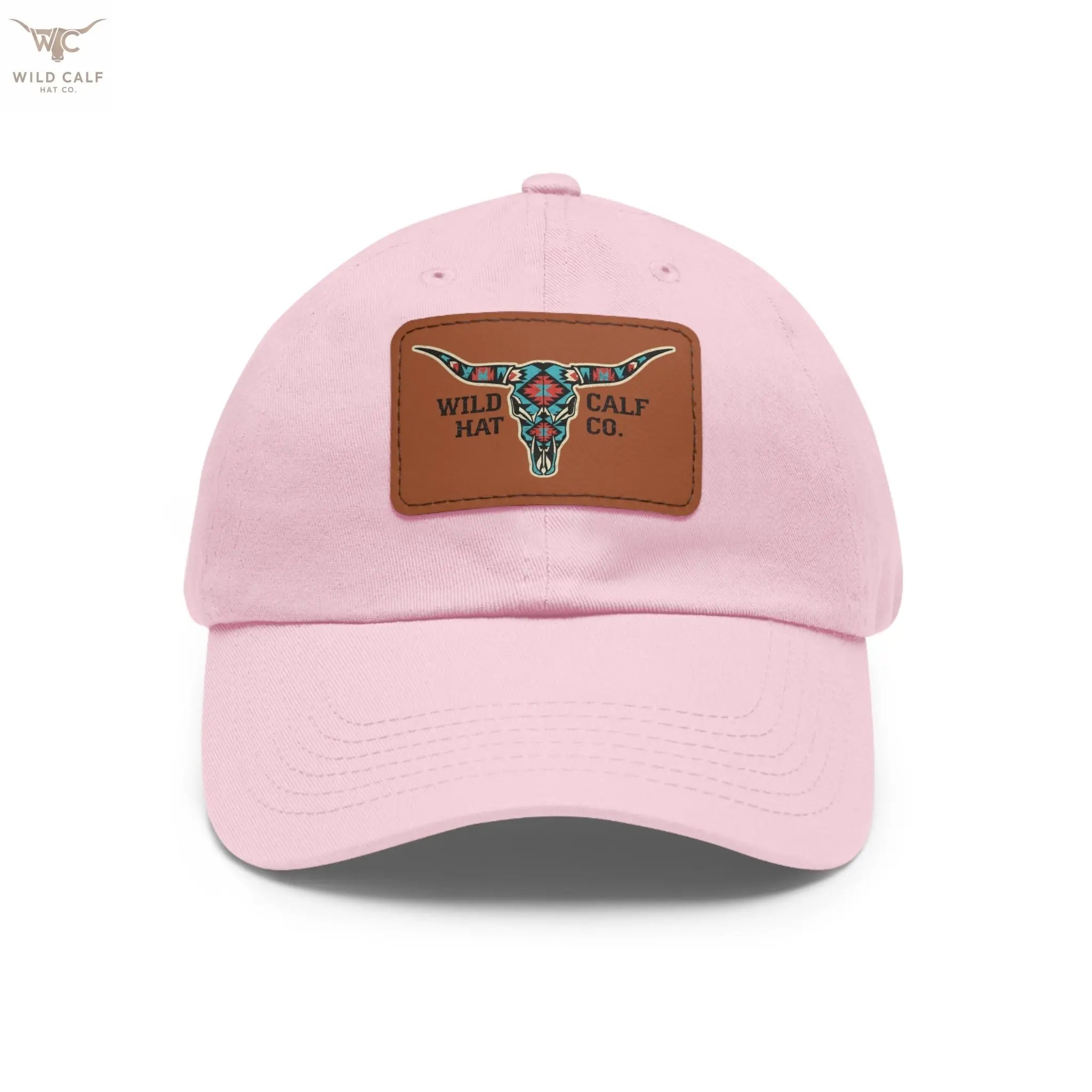 Wild Calf Hat Co. Long Horn Skull Leather Patch Dad Hat - Wild Calf Hat Company