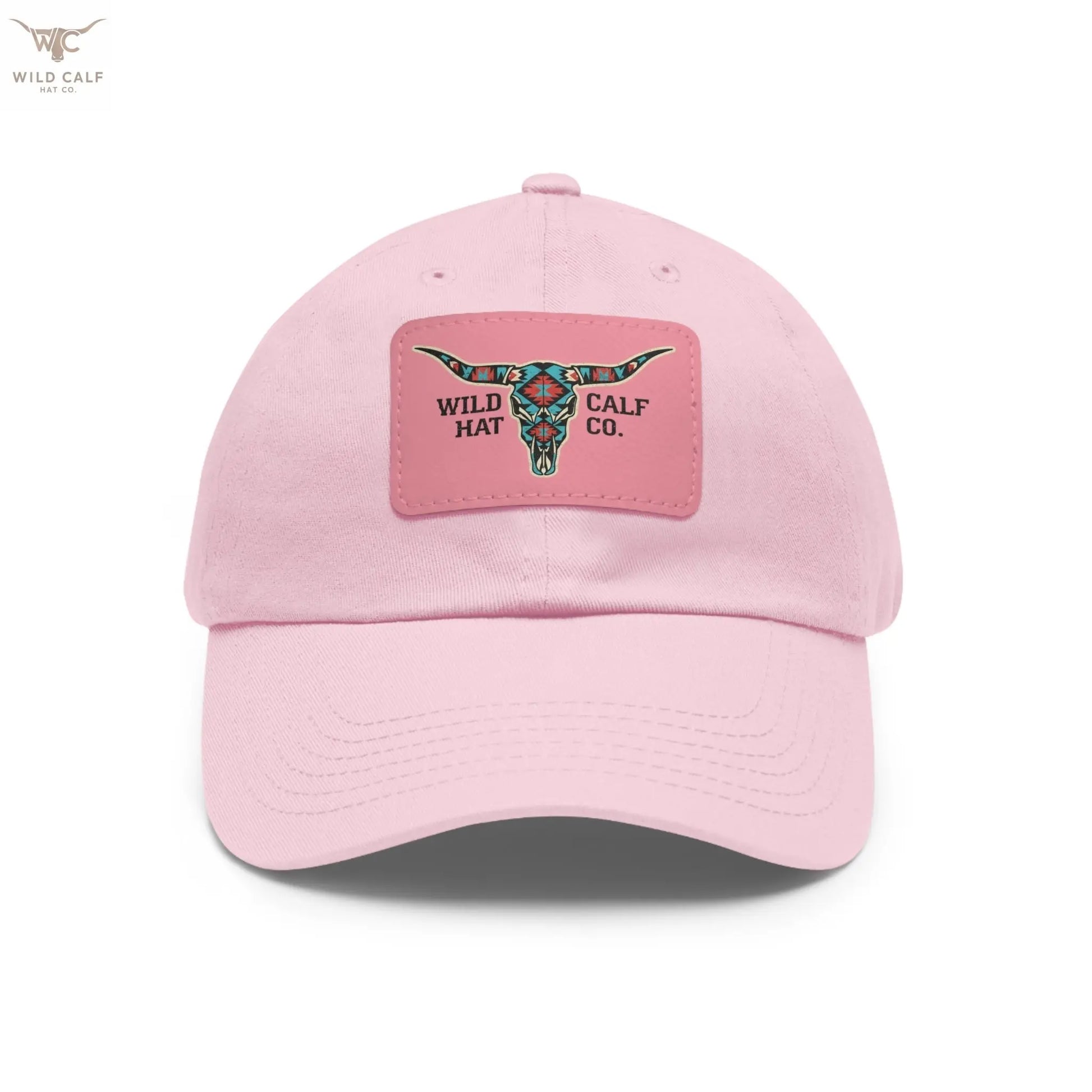 Wild Calf Hat Co. Long Horn Skull Leather Patch Dad Hat - Wild Calf Hat Company