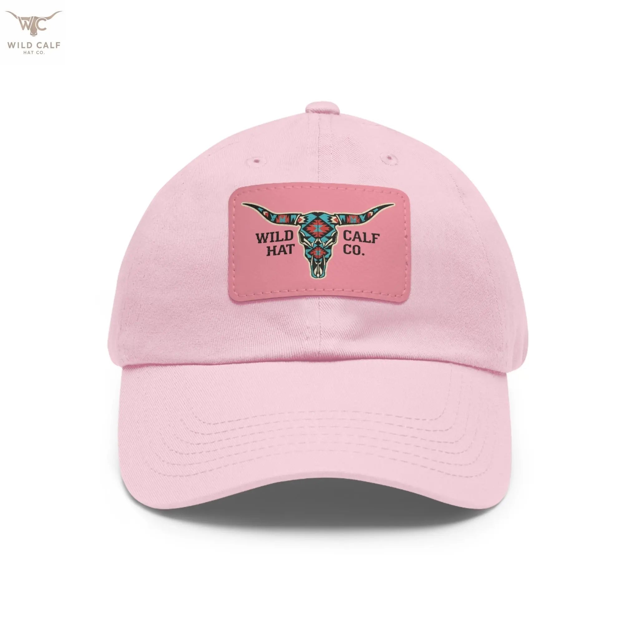 Wild Calf Hat Co. Long Horn Skull Leather Patch Dad Hat - Wild Calf Hat Company