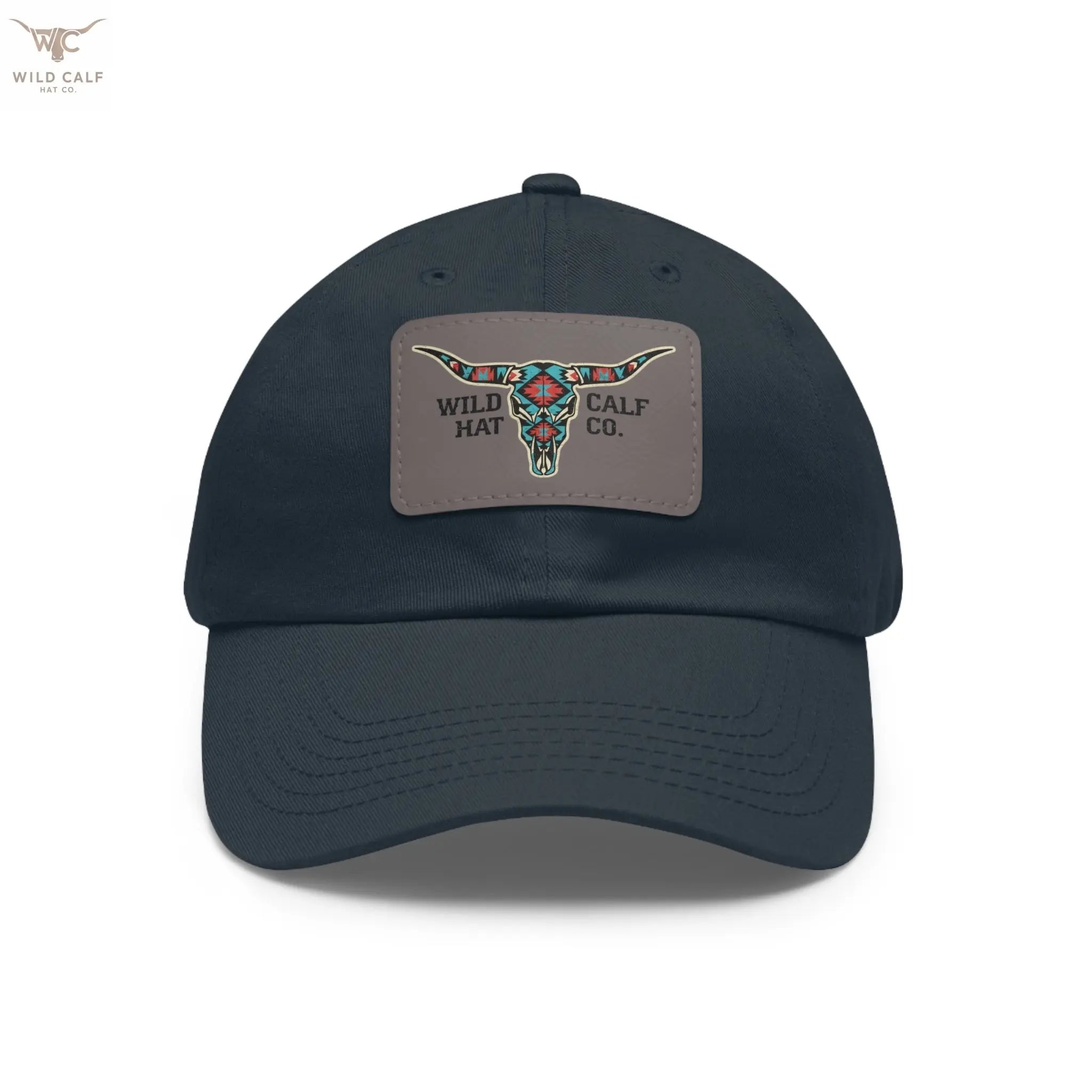 Wild Calf Hat Co. Long Horn Skull Leather Patch Dad Hat - Wild Calf Hat Company